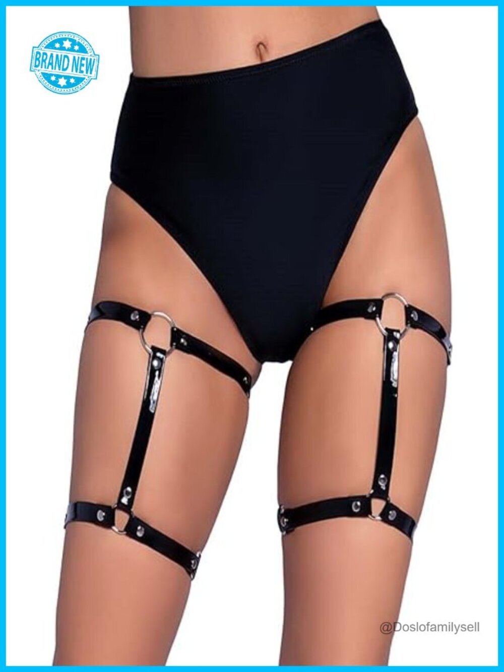 Studded Thigh High Garter Suspender with O-Ring Details